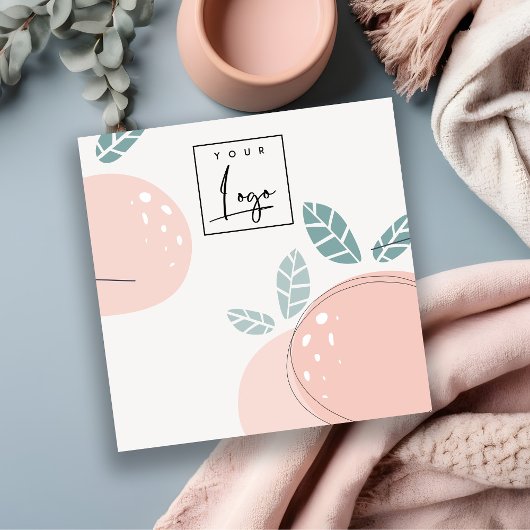 キュートピーチフルーティ抽象芸術はっきりしたネックレスディスプレイ スクエア名刺