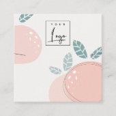 キュートピーチフルーティ抽象芸術はっきりしたネックレスディスプレイ スクエア名刺 (正面)