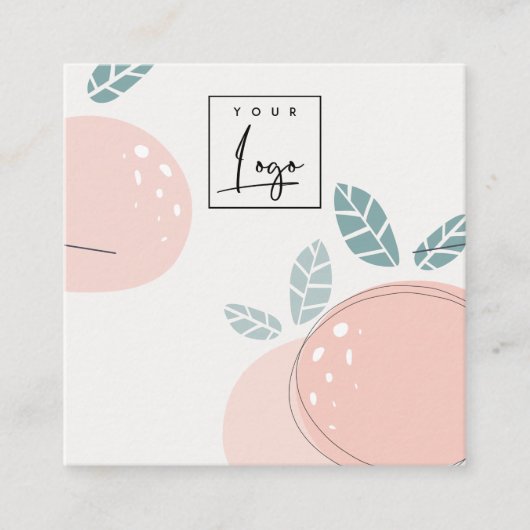 キュートピーチフルーティ抽象芸術はっきりしたネックレスディスプレイ スクエア名刺 (正面)