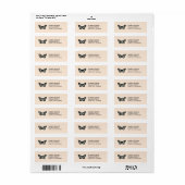 キュートピーチブラックアンドホワイトバタフライ自然 ラベル (フルシート)