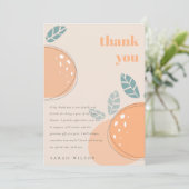 キュートピーチ赤面オレンジフルーティはっきりしたベビーシャワー サンキューカード (スタンド正面)