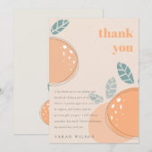 キュートピーチ赤面オレンジフルーティはっきりしたベビーシャワー サンキューカード (正面/裏面)