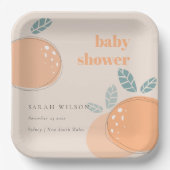 キュートピーチ赤面オレンジフルーティはっきりしたベビーシャワー ペーパープレート (正面)