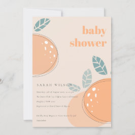 キュートピーチ赤面オレンジフルーティはっきりしたベビーシャワー 招待状