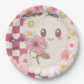 キュートピ不気味ンクデイジーハローウィンパーティ招待状 ペーパープレート (正面)