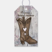 キュートピ素朴ンクハート女性のカーボーイブーツブライダルシャワー ギフトタグ (正面)