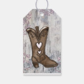 キュートピ素朴ンクハート女性のカーボーイブーツブライダルシャワー ギフトタグ (裏面)