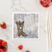 キュートピ素朴ンクハート女性のカーボーイブーツブライダルシャワー スタンダードカクテルナプキン (インサイチュ)