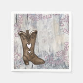 キュートピ素朴ンクハート女性のカーボーイブーツブライダルシャワー スタンダードカクテルナプキン (正面)