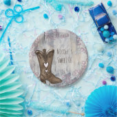 キュートピ素朴ンク女性のカーボーイハートブーツブライダルシャワー ペーパープレート (パーティー)