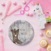 キュートピ素朴ンク女性のカーボーイハートブーツブライダルシャワー ペーパープレート (パーティー)