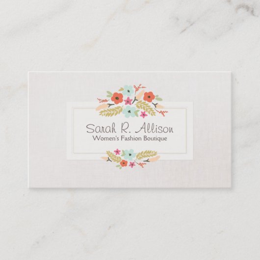 キュートフお洒落ラワーパステルフローラブーケ 名刺 (正面)