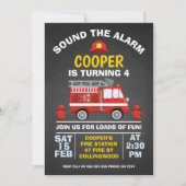 キュートファイアーエンジンシャルボード誕生日招待状 招待状 (正面)