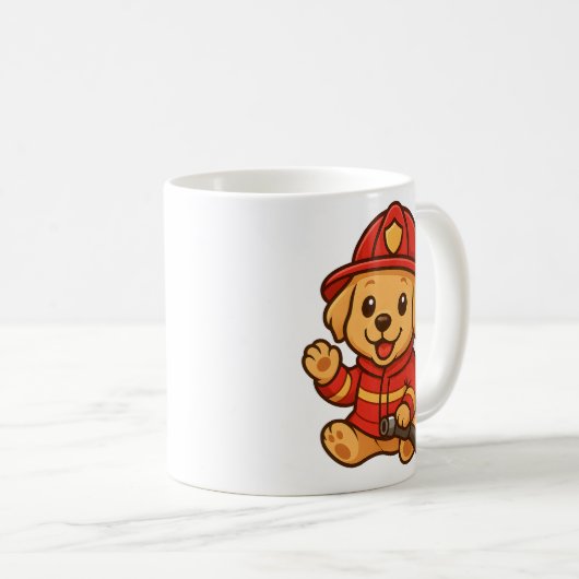 キュートファイアーファイターゴールデンレトリバーマグ飲み物用品 コーヒーマグカップ (正面右)