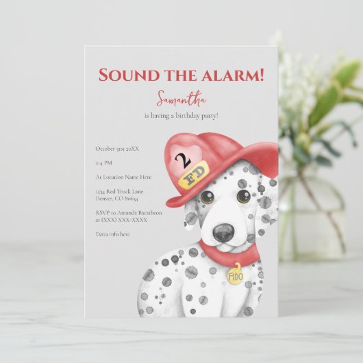 キュートファイアーファイターダルマチア誕生日 招待状 (スタンド正面)