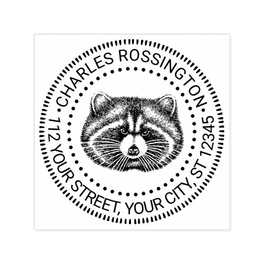 キュートファットラクーン顔名差出人住所 セルフインキングスタンプ (デザイン)