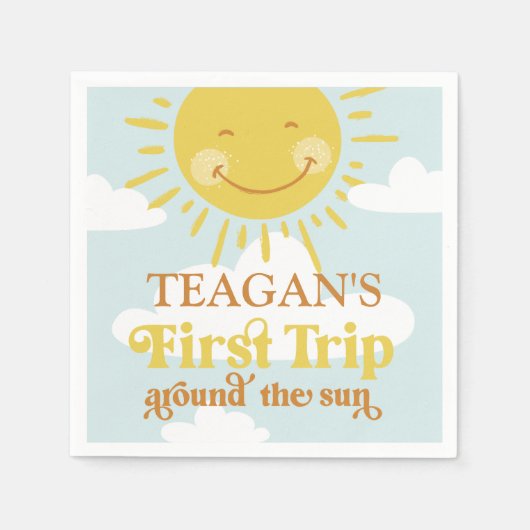 キュートファーストのまわりにトリップザサンファースト誕生日 スタンダードカクテルナプキン (正面)