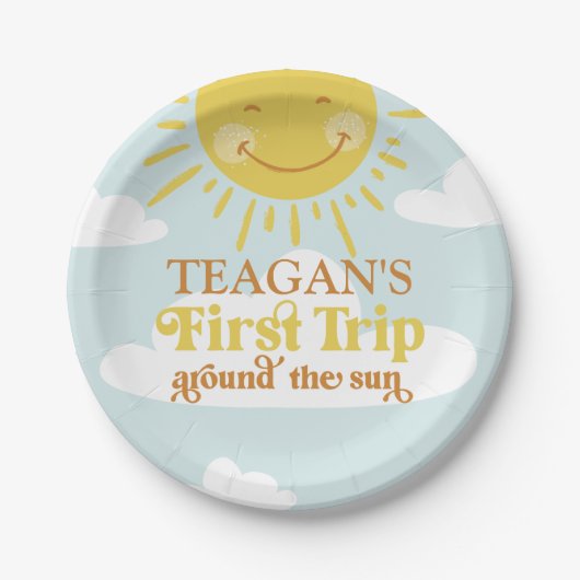 キュートファーストのまわりにトリップザサンファースト誕生日 ペーパープレート (正面)