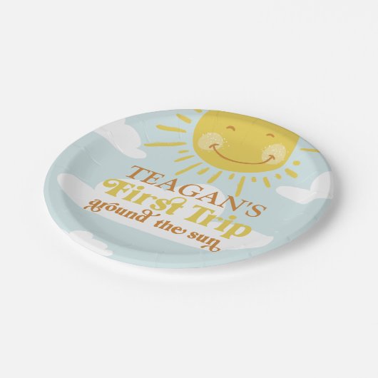キュートファーストのまわりにトリップザサンファースト誕生日 ペーパープレート (アングル)