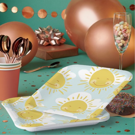キュートファーストのまわりにトリップザサンファースト誕生日 ペーパープレート (複数)