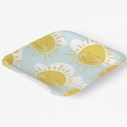 キュートファーストのまわりにトリップザサンファースト誕生日 ペーパープレート (傾斜あり)