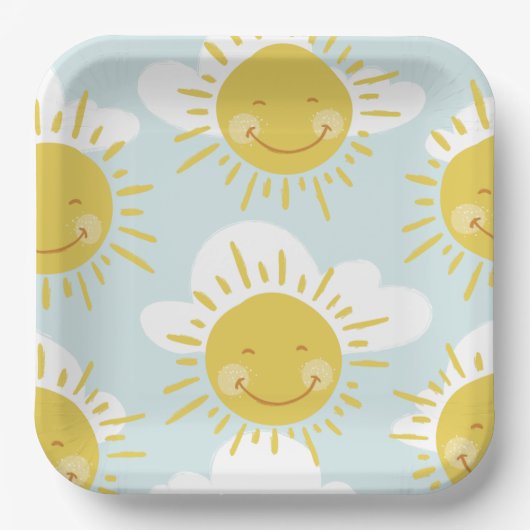 キュートファーストのまわりにトリップザサンファースト誕生日 ペーパープレート (正面)