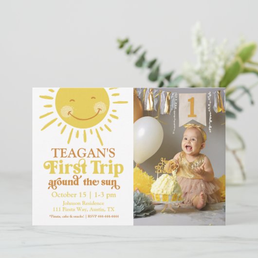 キュートファーストのまわりにトリップザサンファースト誕生日 招待状 (スタンド正面)