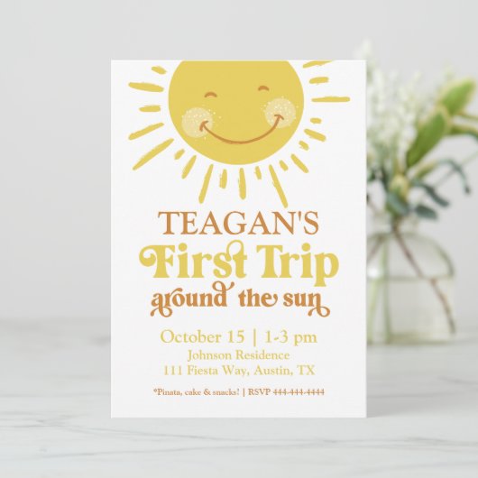 キュートファーストのまわりにトリップザサンファースト誕生日 招待状 (スタンド正面)