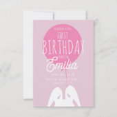 キュートファースト誕生日バニーパーティの招待状 招待状 (正面)