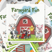 キュートファーミヤードおもしろいアニマルレッドカントリー スタンダードカクテルナプキン