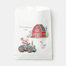 キュートファームアニマルズブタ納屋周囲の庭誕生日パーティー フェイバーバッグ