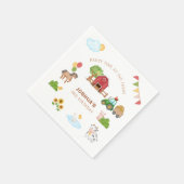 キュートファームアニマルズレッドバーントラクター紙プレート スタンダードカクテルナプキン (角)