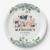 キュートファームアニマルズ子供の誕生日パーティー ペーパープレート (正面)