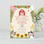 キュートファームアニマルズ子供の誕生日 招待状 (スタンド正面)