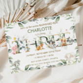 キュートファームアニマルズ納屋周囲の庭グリーンリー3D誕生日 招待状