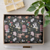 キュートファームアニマルズ納屋周囲の庭ブラック 薄葉紙 (ギフト)