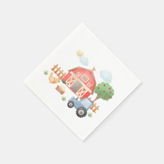 キュートファームアニマルズ納屋周囲の庭誕生日 スタンダードカクテルナプキン (角)