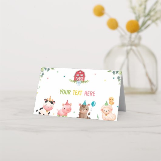キュートファームアニマルズ誕生日座席表 プレイスカード (正面)