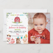 キュートファームアニマルズ誕生日招待状 招待状 (正面)