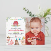 キュートファームアニマルズ誕生日招待状 招待状 (スタンド正面)