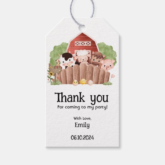 キュートファームアニマルズ誕生日 ギフトタグ (正面)