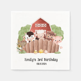 キュートファームアニマルズ誕生日 スタンダードカクテルナプキン