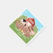 キュートファームアニマルズ誕生日 スタンダードカクテルナプキン (角)