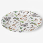 キュートファームアニマルトラクターハッピーバースデー ペーパープレート (アングル)