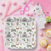 キュートファームアニマルトラクター名ハッピーバースデー ペーパープレート (パーティー)