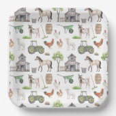 キュートファームアニマルトラクター名ハッピーバースデー ペーパープレート (正面)