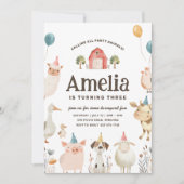 キュートファームアニマルバースデーパーティー招待状 招待状 (正面)