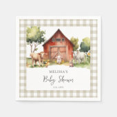 キュートファームアニマルバーベビーシャワー スタンダードカクテルナプキン (正面)