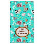 キュートファームアニマルベビーシャワーティール(緑がかった色) スモールペーパーバッグ (裏面)