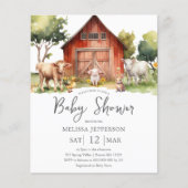 キュートファームアニマルベビーシャワーバジェット招待状 (正面)